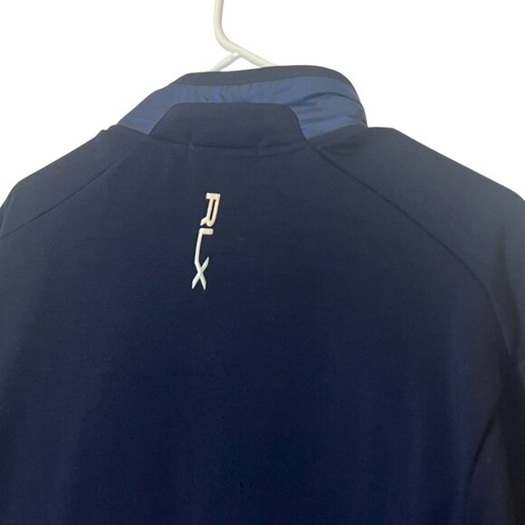 RLX Ralph Lauren Men’s GOLF Hybrid Mockneck Jacket Wool Blend Navy Full Zipper - Picture 12 of 16
